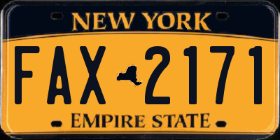 NY license plate FAX2171