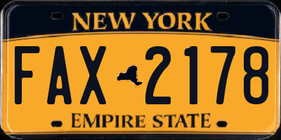 NY license plate FAX2178