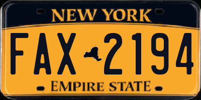 NY license plate FAX2194