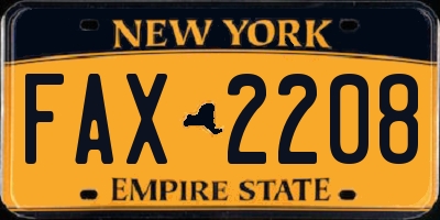 NY license plate FAX2208
