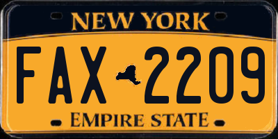 NY license plate FAX2209