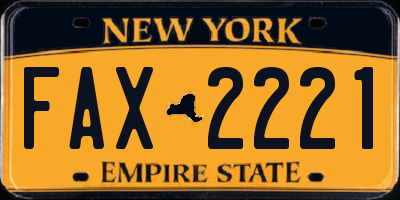 NY license plate FAX2221