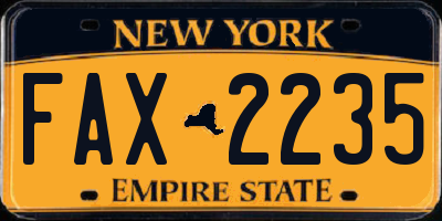 NY license plate FAX2235