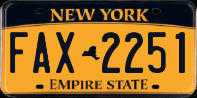 NY license plate FAX2251