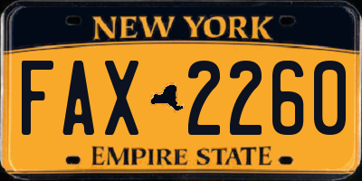 NY license plate FAX2260
