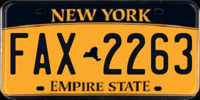 NY license plate FAX2263