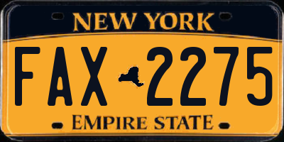 NY license plate FAX2275