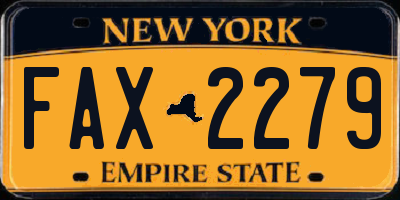 NY license plate FAX2279