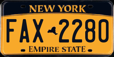 NY license plate FAX2280