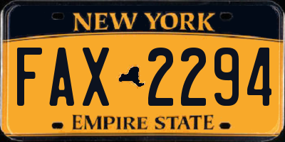 NY license plate FAX2294