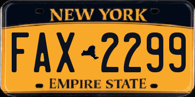 NY license plate FAX2299