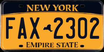 NY license plate FAX2302