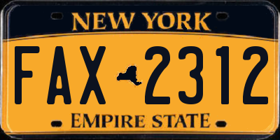 NY license plate FAX2312
