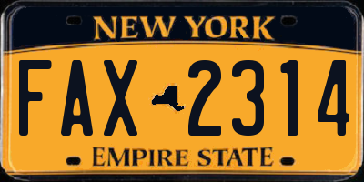 NY license plate FAX2314