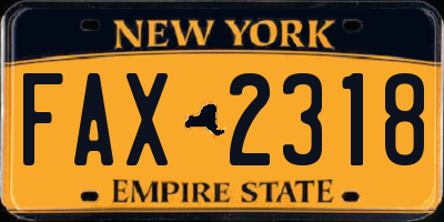 NY license plate FAX2318