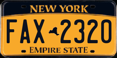 NY license plate FAX2320