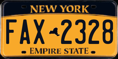 NY license plate FAX2328