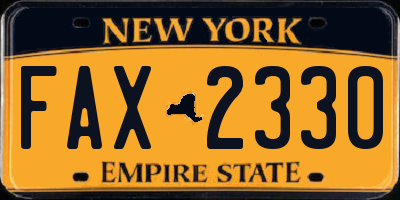 NY license plate FAX2330