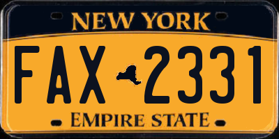 NY license plate FAX2331