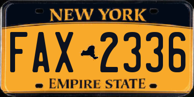 NY license plate FAX2336