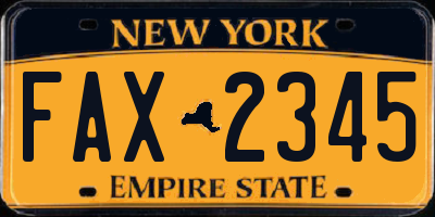 NY license plate FAX2345