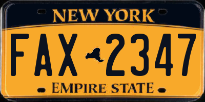 NY license plate FAX2347