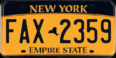 NY license plate FAX2359