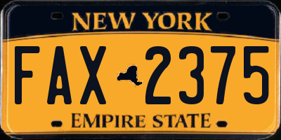 NY license plate FAX2375