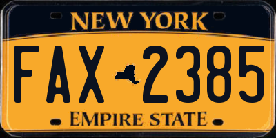 NY license plate FAX2385