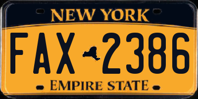 NY license plate FAX2386