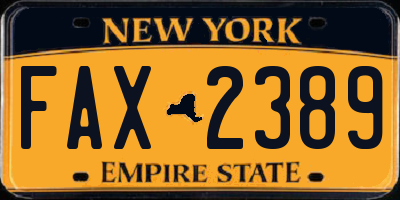 NY license plate FAX2389