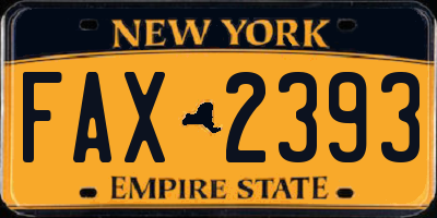 NY license plate FAX2393