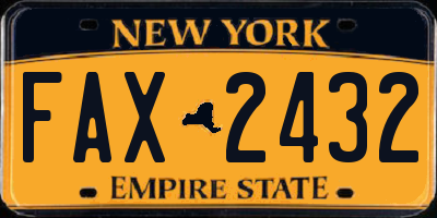 NY license plate FAX2432