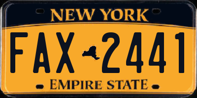 NY license plate FAX2441