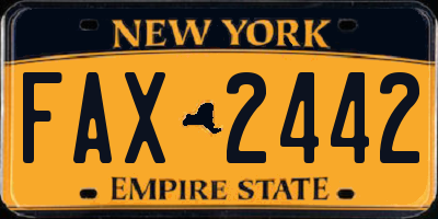 NY license plate FAX2442
