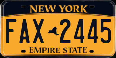 NY license plate FAX2445