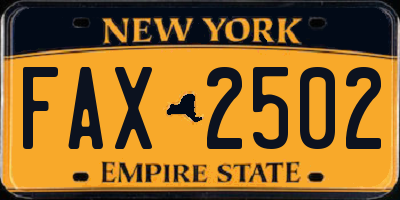 NY license plate FAX2502