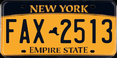 NY license plate FAX2513
