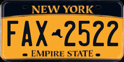 NY license plate FAX2522