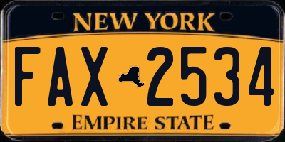 NY license plate FAX2534