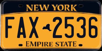 NY license plate FAX2536