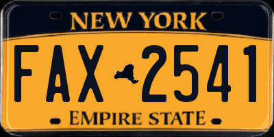 NY license plate FAX2541