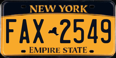 NY license plate FAX2549