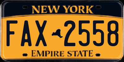 NY license plate FAX2558