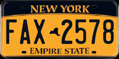 NY license plate FAX2578