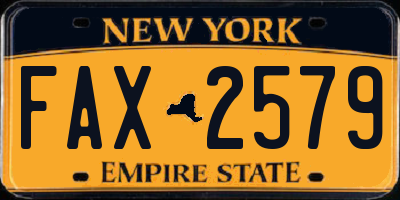 NY license plate FAX2579