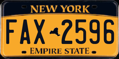 NY license plate FAX2596