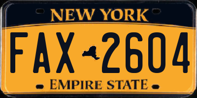 NY license plate FAX2604