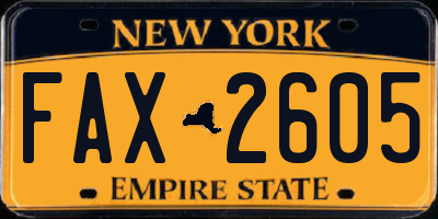 NY license plate FAX2605