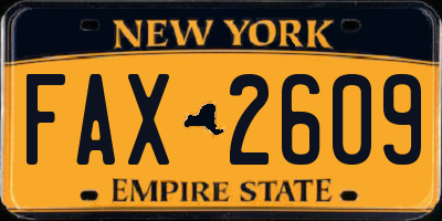 NY license plate FAX2609